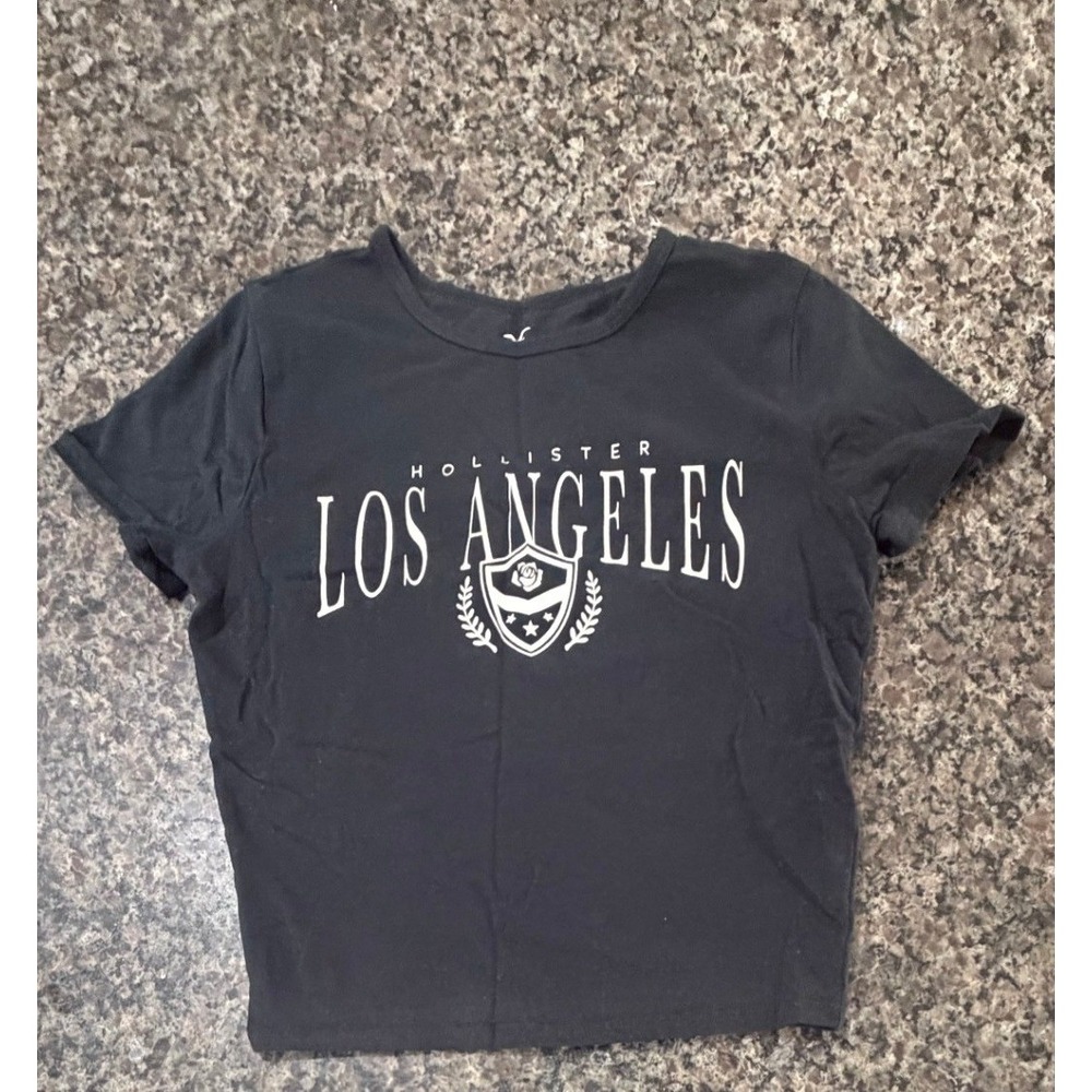 Hollister Los Angeles Graphic T-Shirt Black Short Sleeve Women Small S